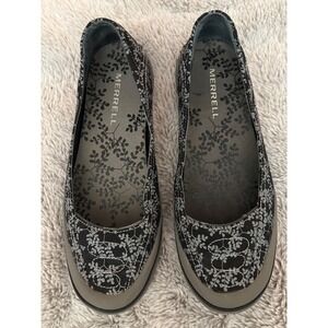 Merrell Luna Sport Blue Womens 6.5 Black Grey Floral Slip On Ballet Flats J73862